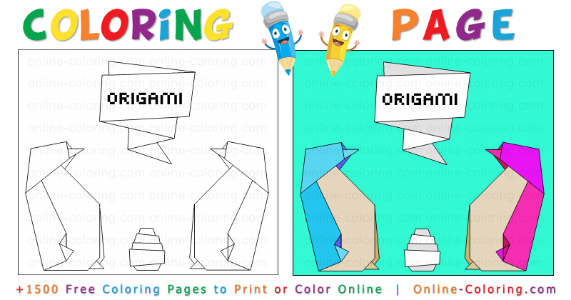 Origami penguin free online coloring page