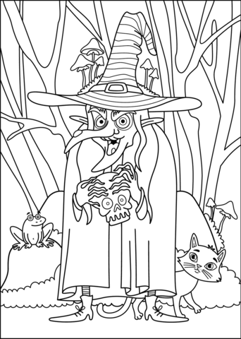 Witch coloring page free printable coloring pages