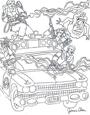 Slimer the real ghostbusters original comic art pencil sketch on rd stock