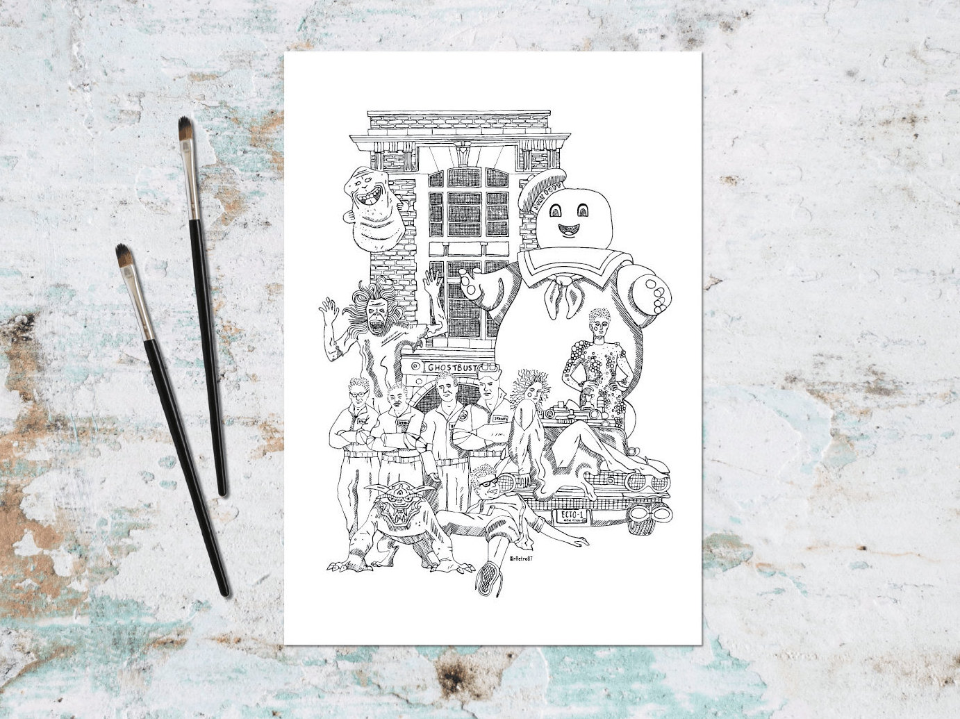 Ghostbusters digital colouring page