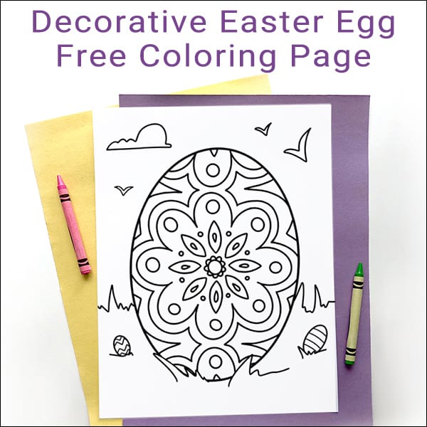 Free decorative easter egg coloring page for kids and adults
