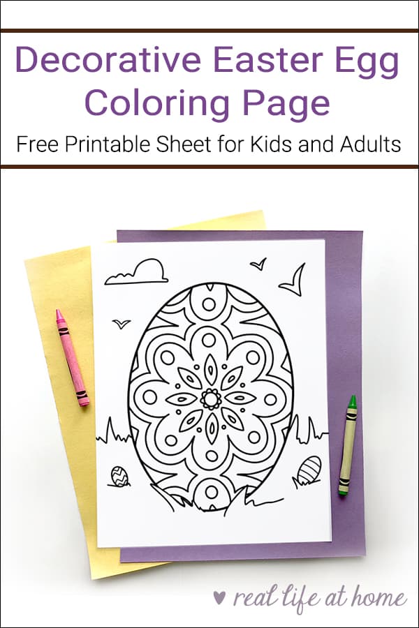 Free decorative easter egg coloring page for kids and adults