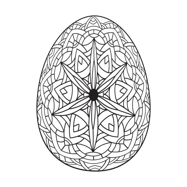 Black and white decorative easter egg stock illustrations royalty