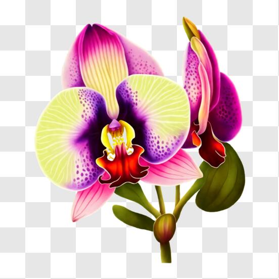 Download beautiful blooming orchid flower on a dark background png online