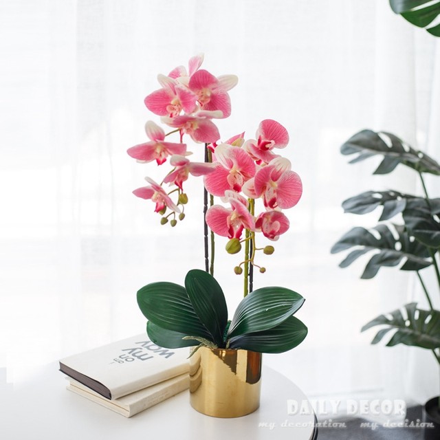 Real touch felt artificial orchid flowers suit handmade ikebana pots arrangements flores artificiais arranjos orquideas