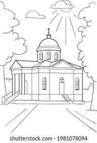 Building christian orthodox church coloring pages stock vector royalty free