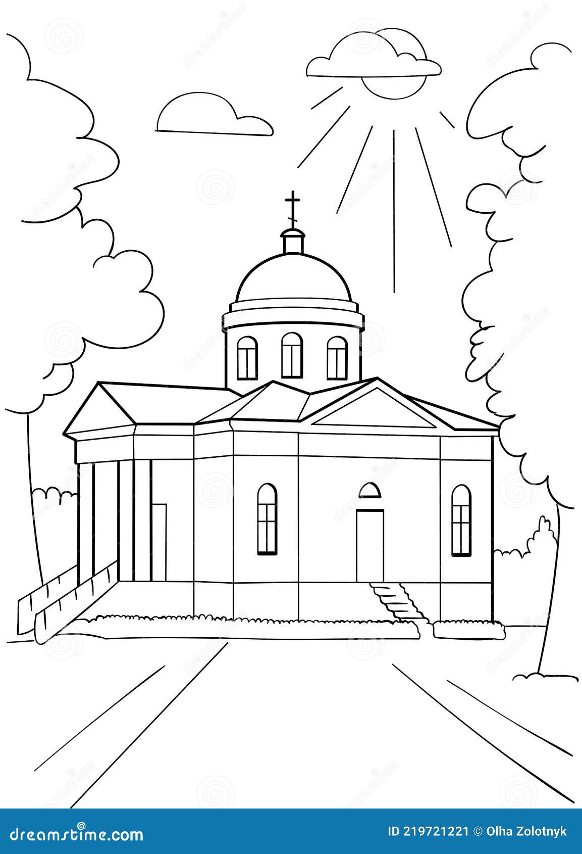 Orthodox church coloring pages stock vector