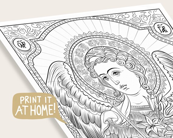 Archangel gabriel christian greek orthodox icon coloring pages religious pdf baptism gifts for kids îïïîîîîµîîï îîîïîîî