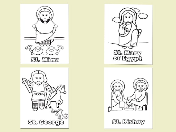 Collection of coptic orthodox saints coloring pages for kids digital download print color volume