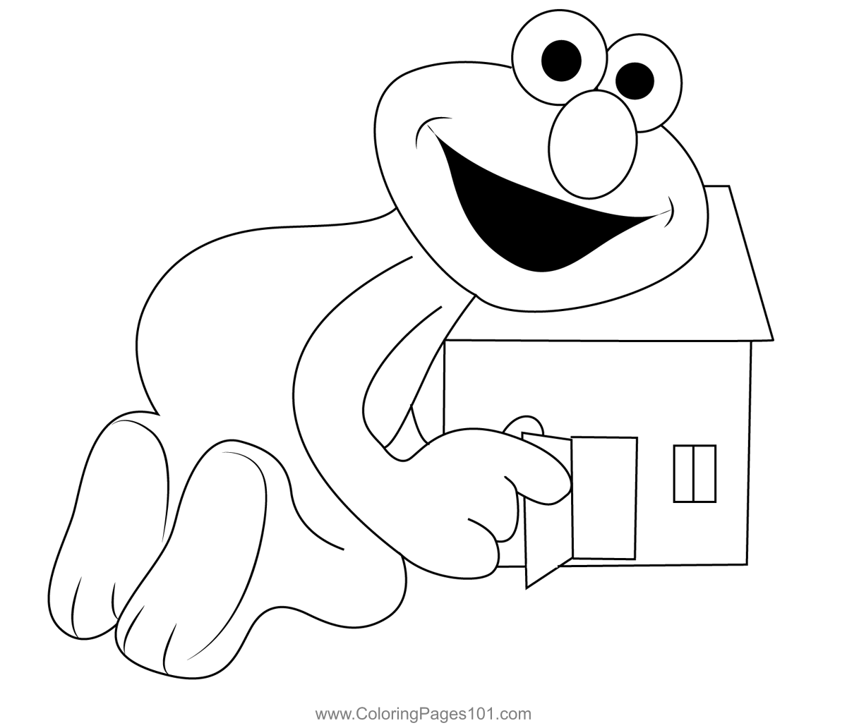 Elmo playing coloring page for kids