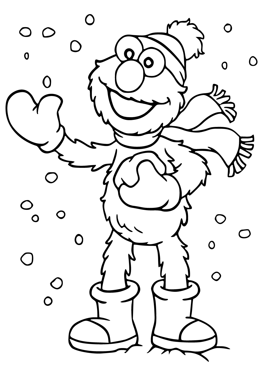 Free printable elmo snow coloring page for adults and kids