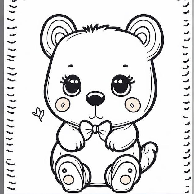 Premium ai image coloring page for kids bear