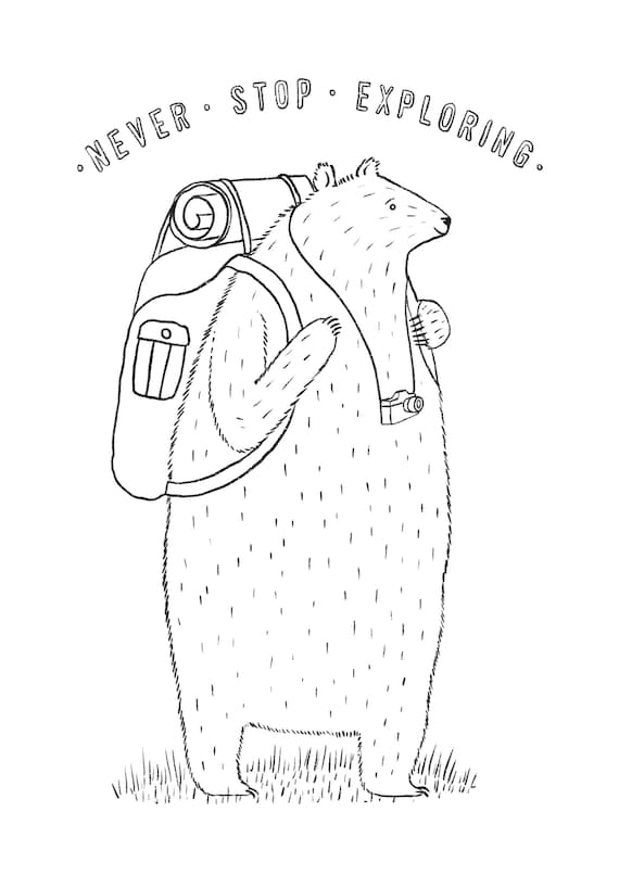 Backpack bear colouring sheet