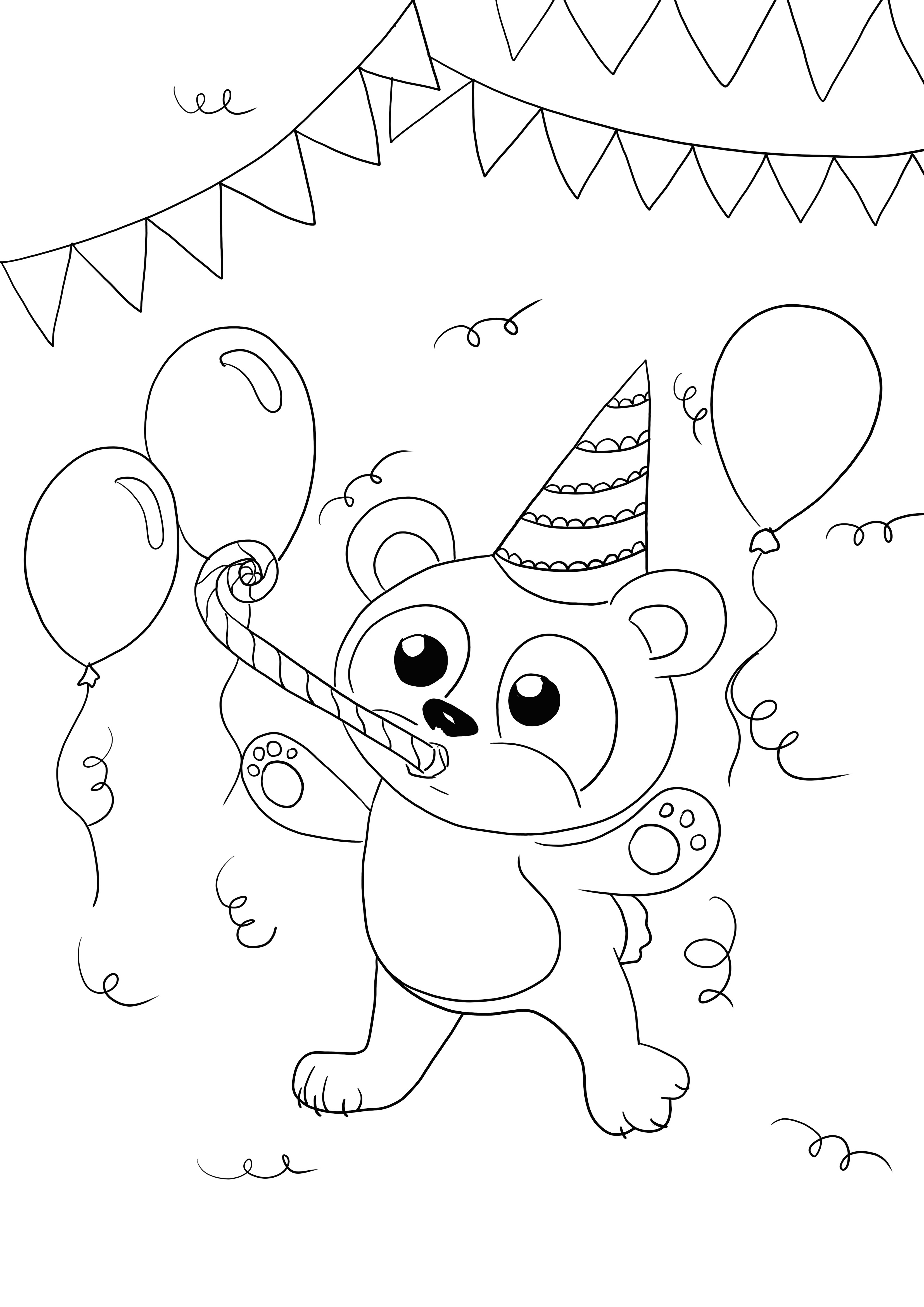 Oso de cumpleaãos para colorear para imprimir