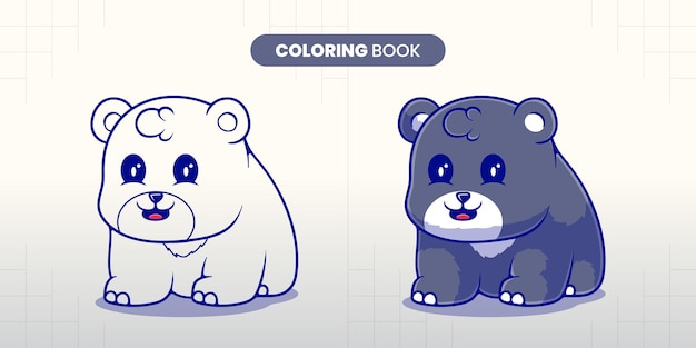 Libro de colorear de ilustraciãn de oso perezoso lindo dibujado a mano para que los niãos completen vector premium