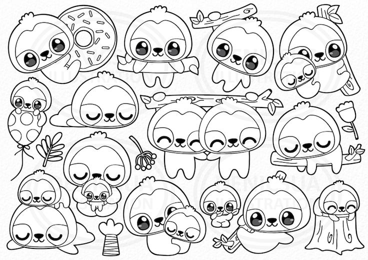 Clipart de perezosos chibi sloth vector baby sloth cute