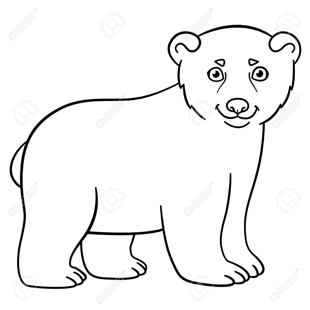 Coloring pages little cute baby polar bear smiles royalty free svg cliparts vectors and stock illustration image