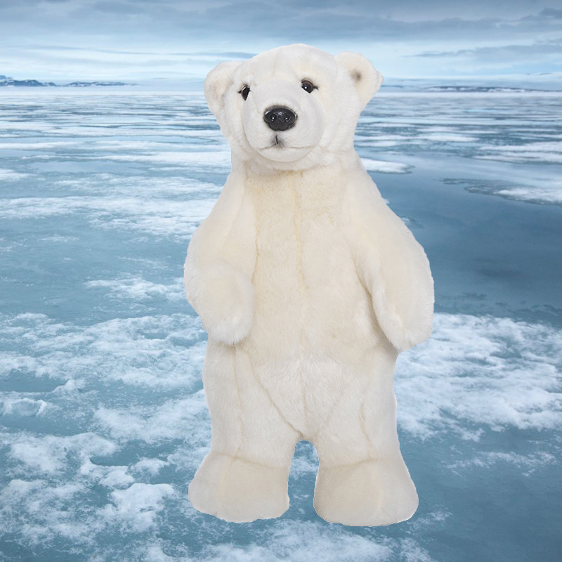 Lifelike tanding oo polar bear pluh toy cute animal tuffed polarbear kid doll room decoration birthday gift for children