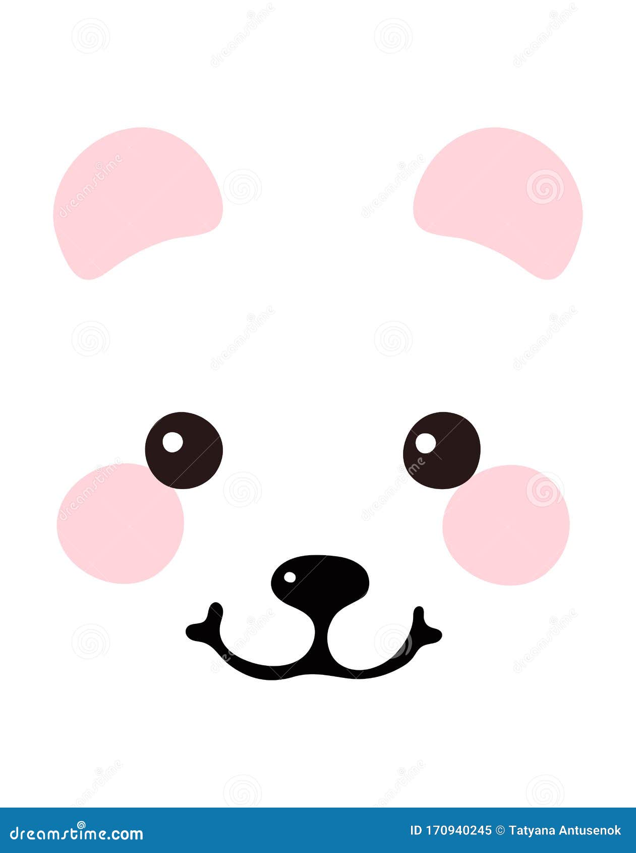 Bear face simple flat elements for design ears nose eyes vector illustration isolated on a white background stock illustration
