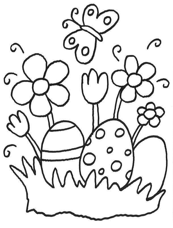Ausmalbild ostern ostereier und osterblumen kostenlos ausdrucken ostereier ausmalen malvorlagen ostern ausmalbilr ostern