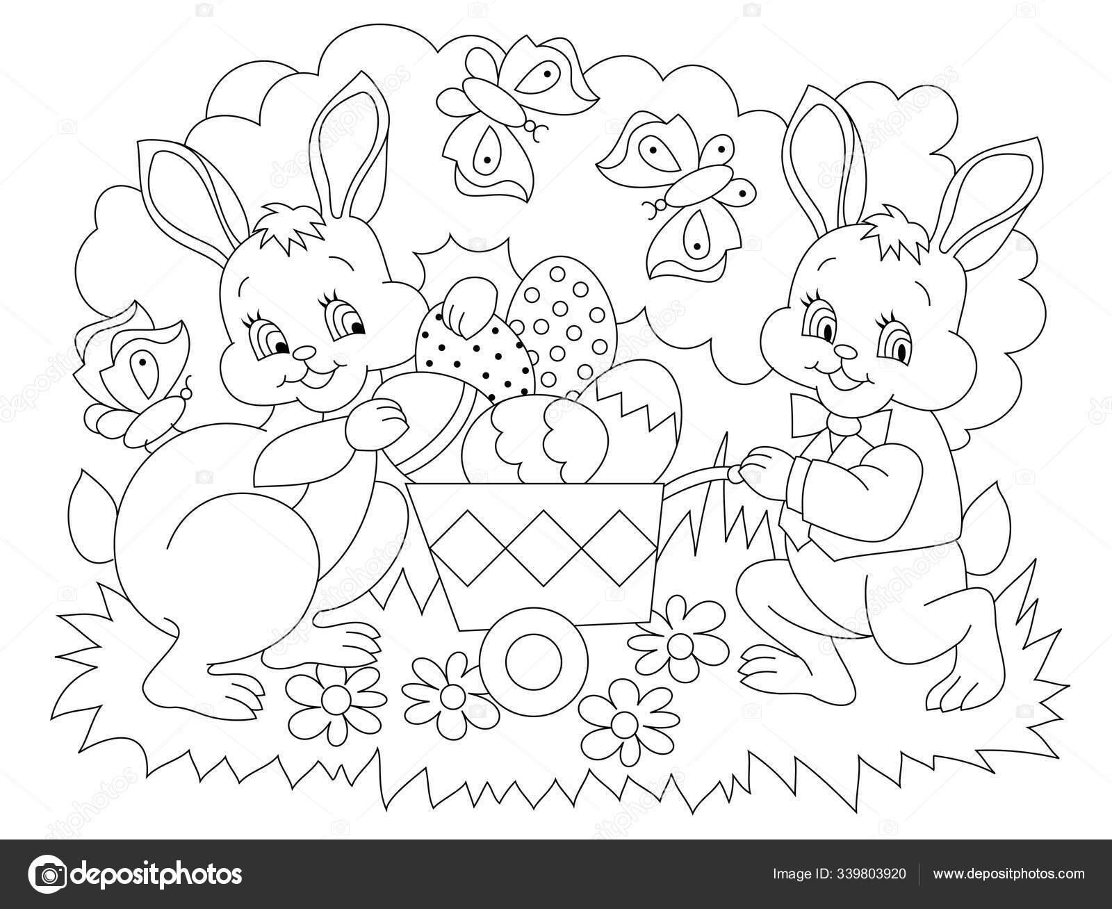 Schwarz weiã seite fãr baby malbuch illustration von niedlichen hasen stock