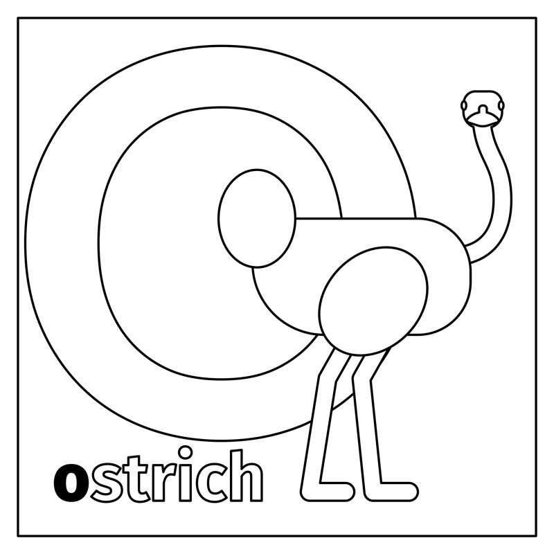 Ostrich letter o coloring page by smartstartstocker