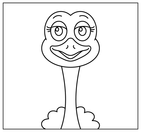 Cartoon ostrich selfie coloring page free printable coloring pages