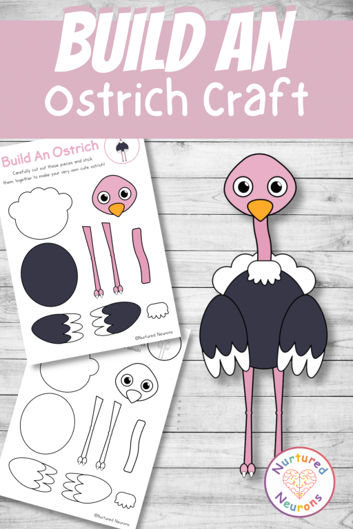 Cute build an ostrich craft cut and paste activity for kids