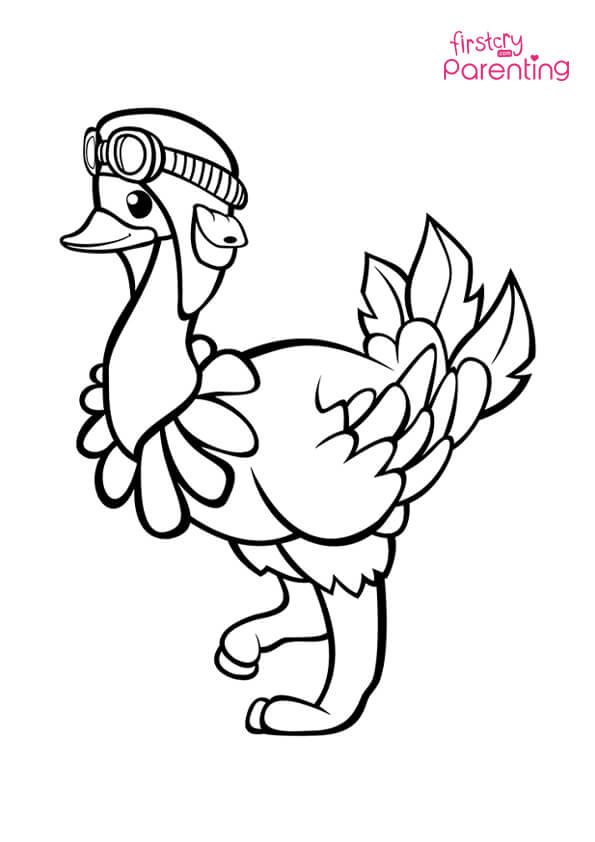 Easy printable ostrich coloring pages for kids