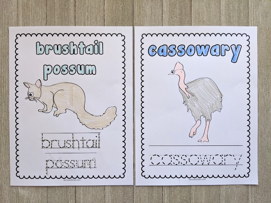 Australian animals printable coloring pages and activities