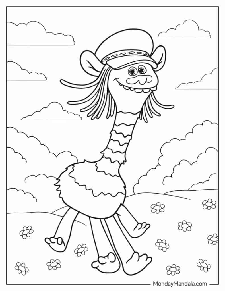 Trolls coloring pages free pdf printables