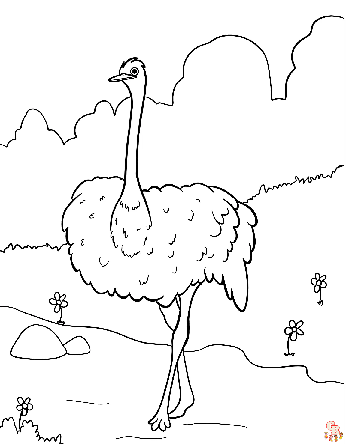 Ostrich coloring pages