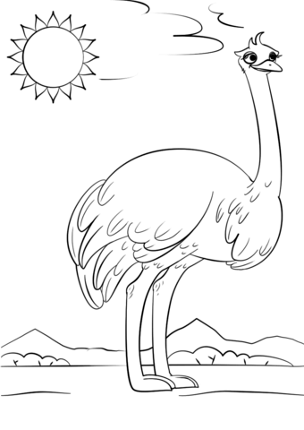 Cartoon ostrich coloring page free printable coloring pages