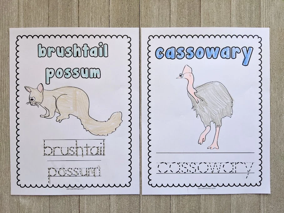 Australian animals printable coloring pages and activities