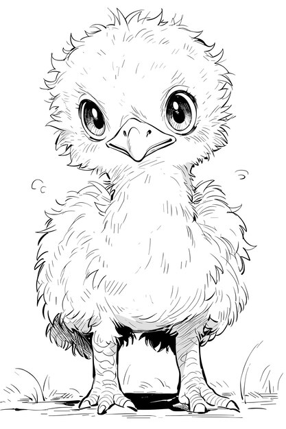 Premium vector ostrich coloring sheets for kids line art clean and simple