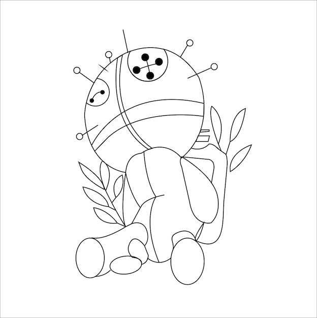 Premium vector voodoo coloring page for kids