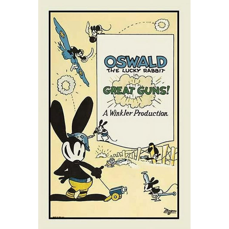 Oswald the lucky rabbit war spoof with animals and toy guns poster print by winkler x