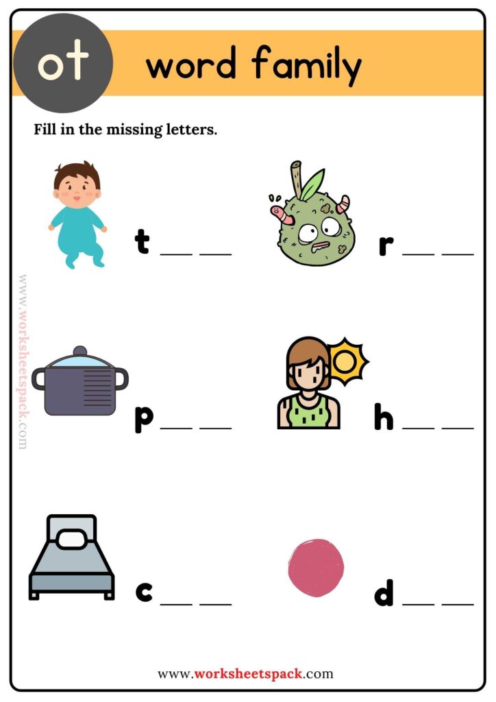 Ot word family worksheets