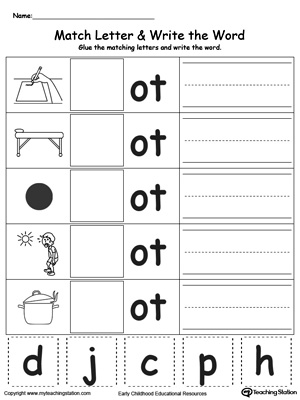 Free ot word family match letter and write the word