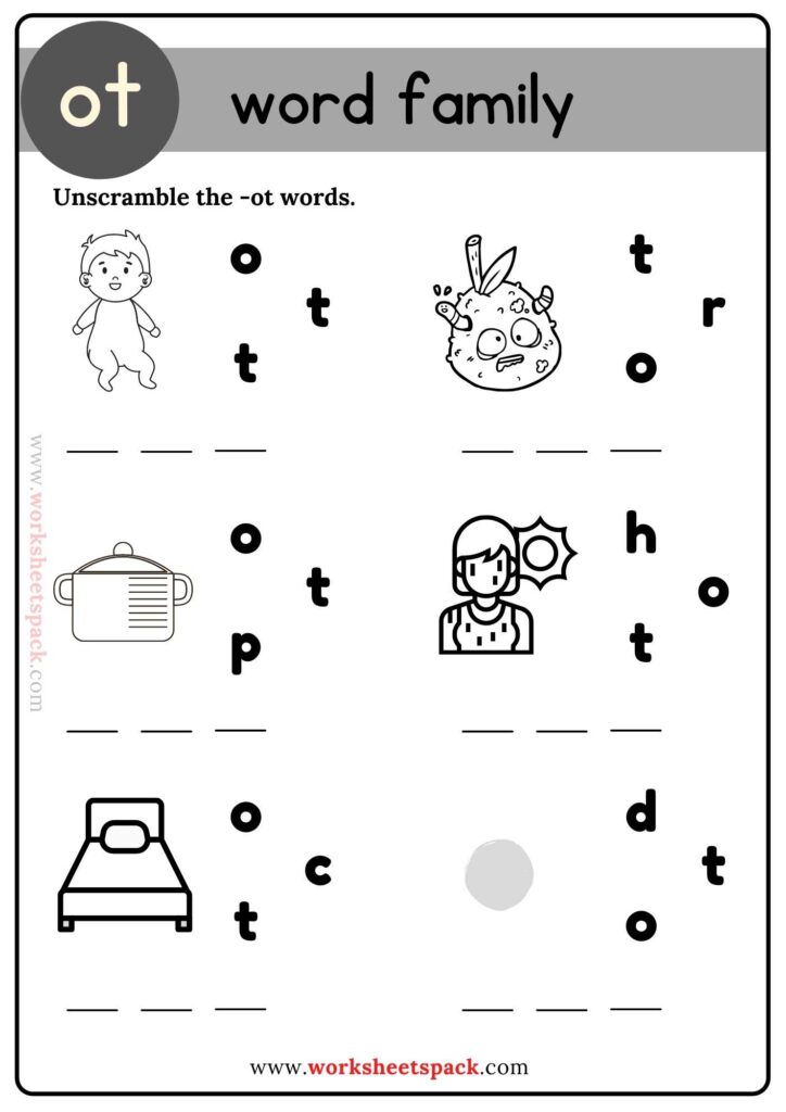 Ot word family unscramble the words