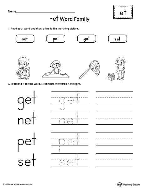 Et word family match pictures and write cvc words worksheet myteachingstation