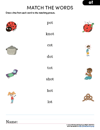 Ot word family worksheets printables