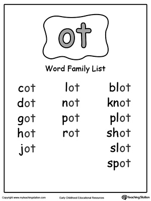 Free ot word family list