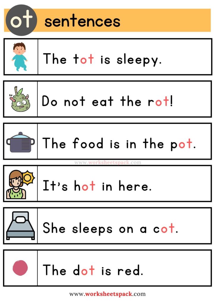 Free ot word family sentences
