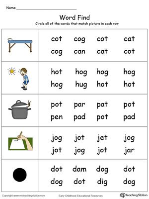 Free picture word fd ot words color word family worksheets word fd three letter words