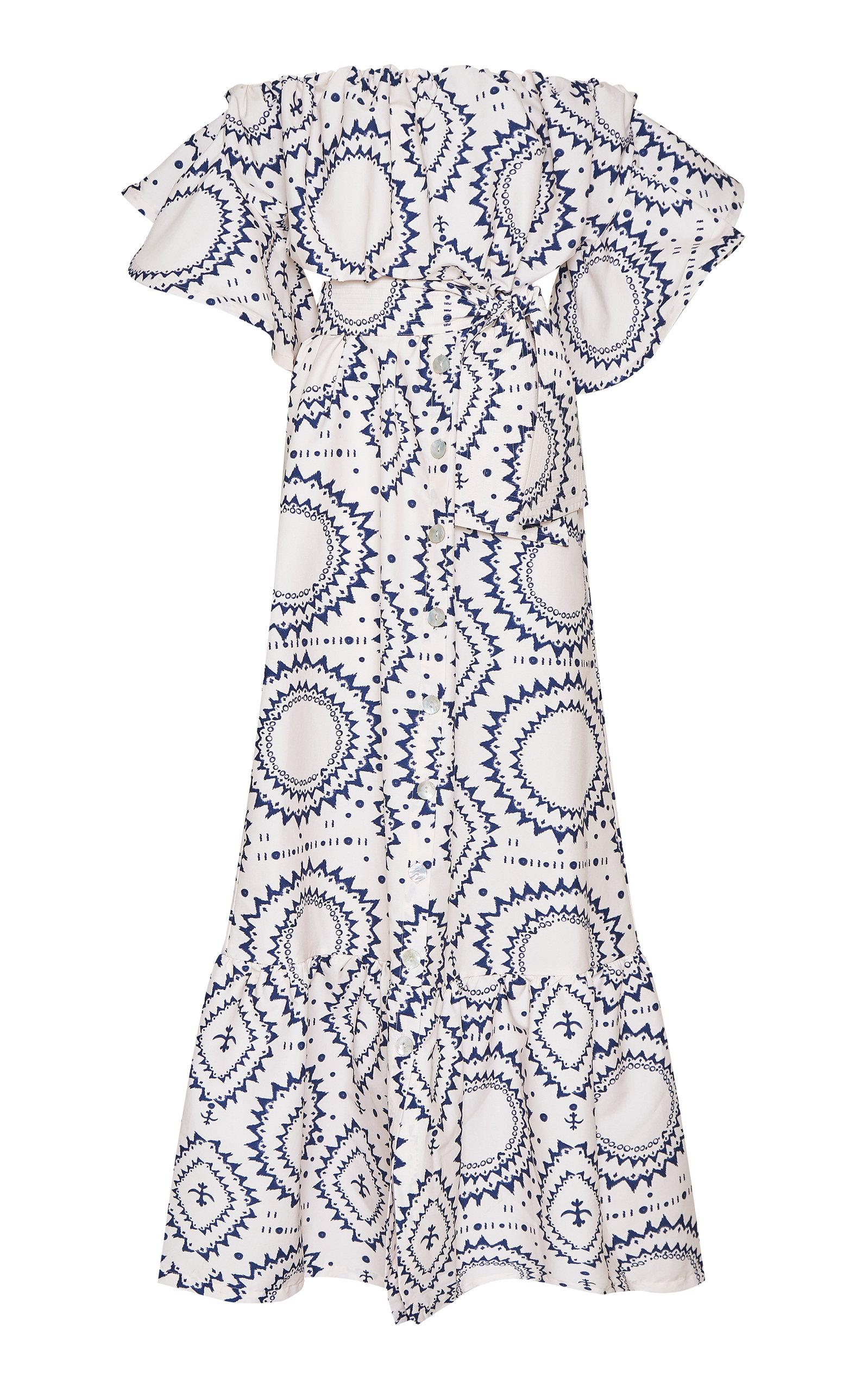 Andres otalora san vicente belted linen maxi dress in white