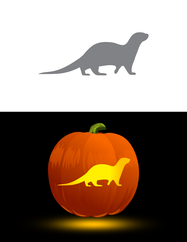 Printable walking otter pumpkin stencil
