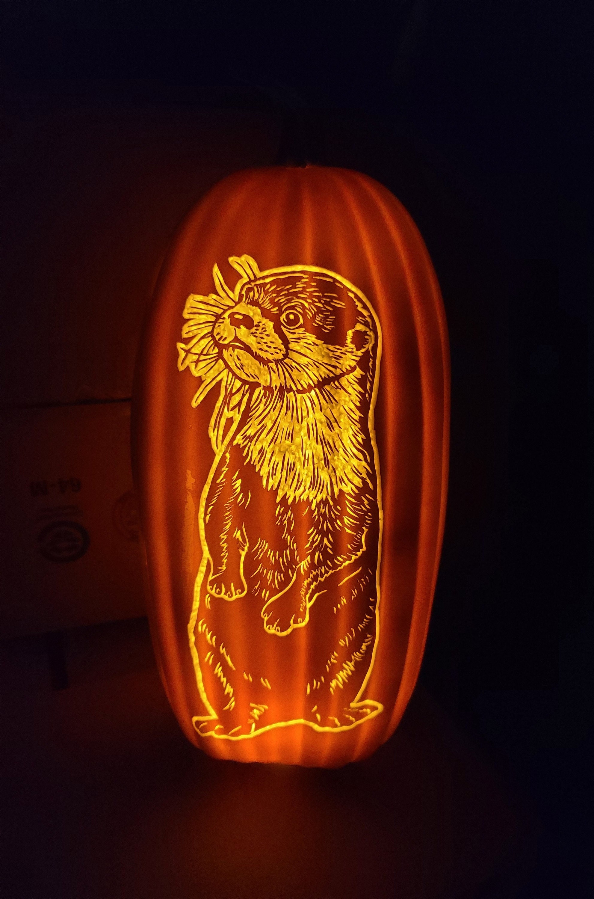 Carved foam pumpkin otter pumpkin river otter halloween decor fall decor halloween pumpkin autumn decor ornamental pumpkin