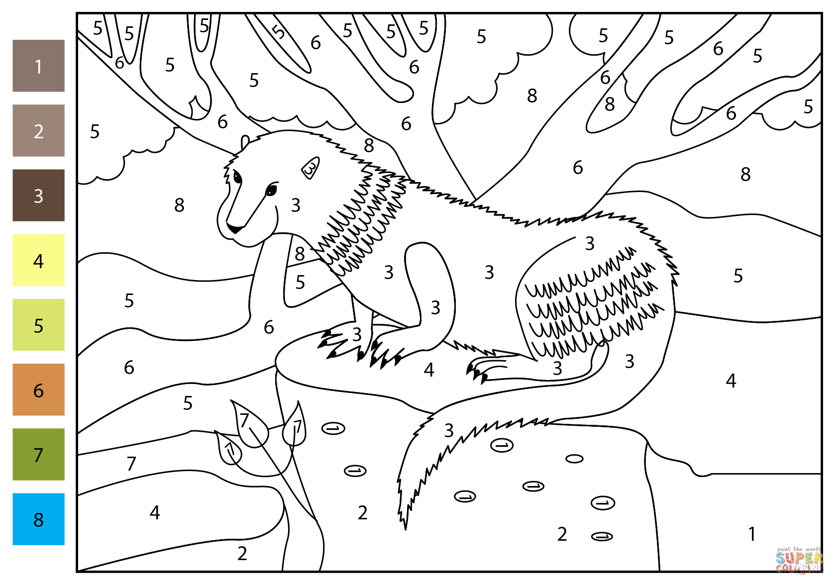 Otter color by number free printable coloring pages