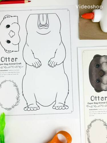 Otter paper bag puppet printable craft template otters tpt